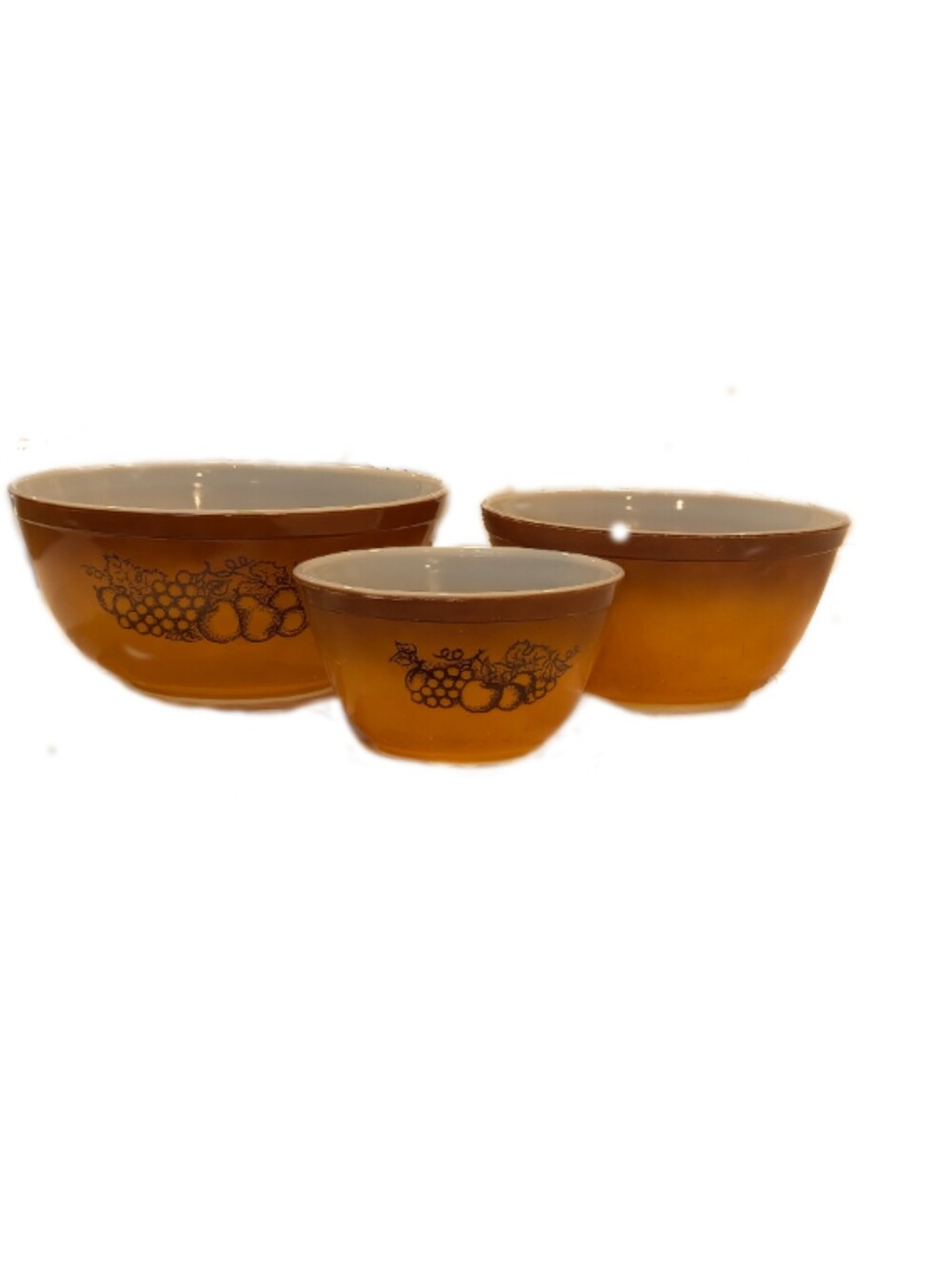 Pyrex 3 Bowl Set - Old Orchard Pattern - 1970s